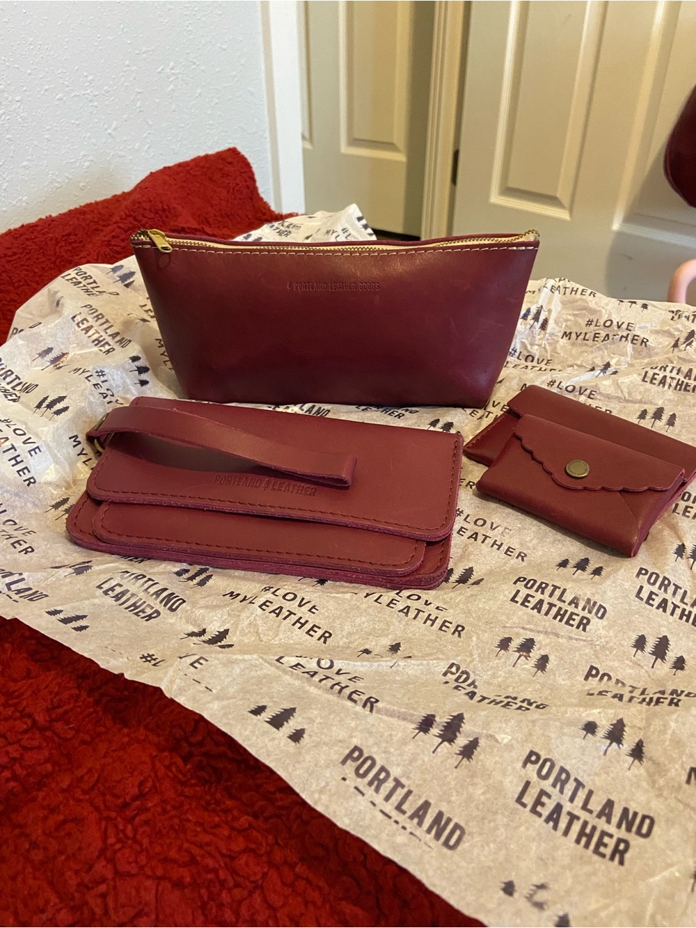 Portland Leather Goods Boysenberry 4 piece Set